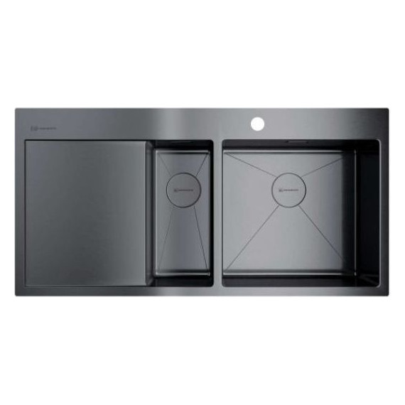 Мойка кухонная Omoikiri Akisame 100-2-GM-R (4973104) 1,2 мм, вороненая сталь, Цвет производителя: вороненая сталь фото 