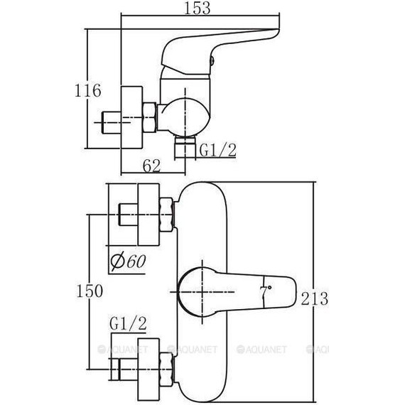 Смеситель для душа Aquanet Pragmatic AF430-30С 216769 фото 2