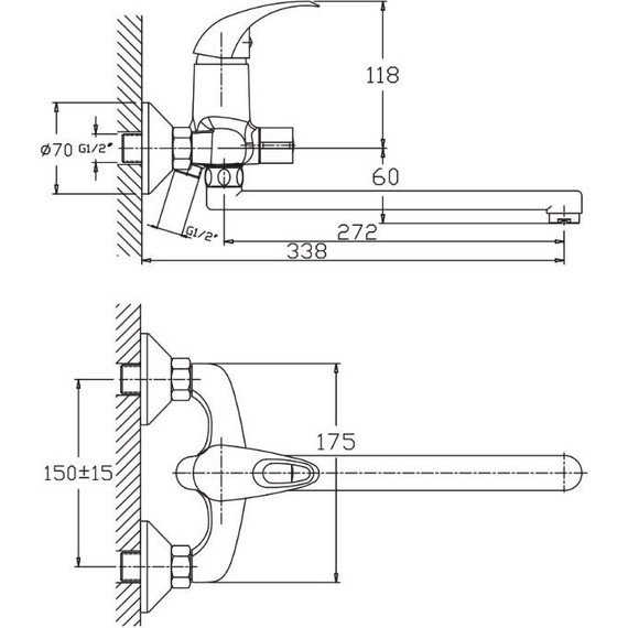 Смеситель для ванны Haiba HB2215 - 2 Смеситель для ванны Haiba HB2215 фото 2