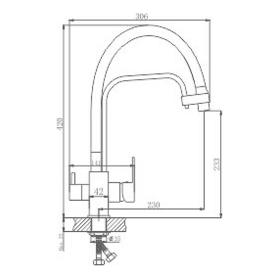 Смеситель для кухни Haiba HB76615, хром/серый - 2 Смеситель для кухни Haiba HB76615, хром/серый фото 2