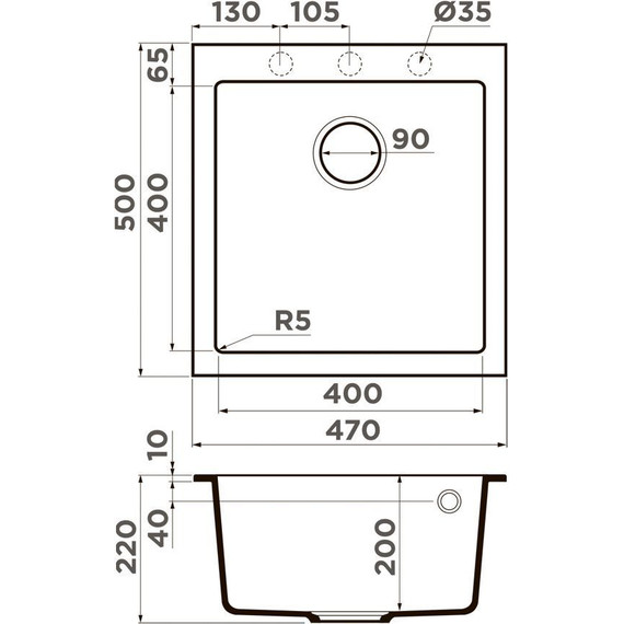 Кухонная мойка Omoikiri Bosen 47-BL 4993586, чёрный, Цвет производителя: чёрный - 2 Кухонная мойка Omoikiri Bosen 47-BL 4993586, чёрный, Цвет производителя: чёрный фото 2
