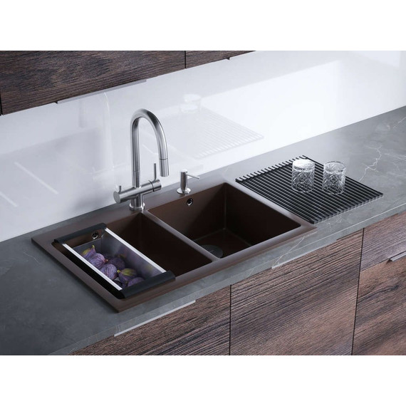 Кухонная мойка Omoikiri Bosen 80-2-DC 4993840, тёмный шоколад, Цвет производителя: тёмный шоколад фото 2