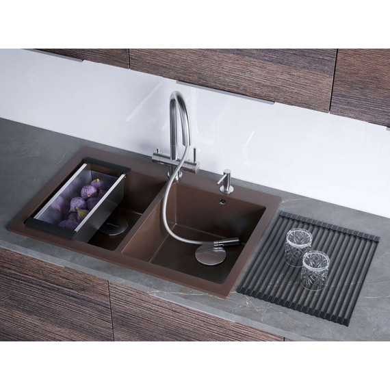 Кухонная мойка Omoikiri Bosen 80-2-DC 4993840, тёмный шоколад, Цвет производителя: тёмный шоколад фото 4