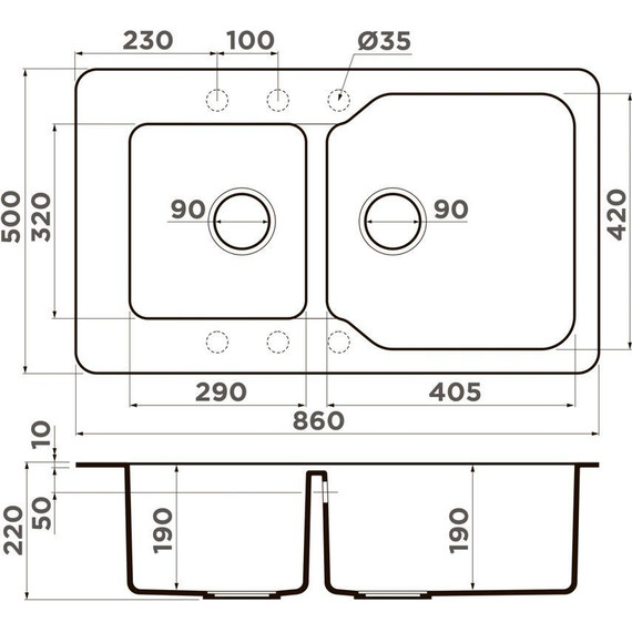 Кухонная мойка Omoikiri Maru 86-2-BL 4993284, чёрный, Цвет производителя: чёрный - 2 Кухонная мойка Omoikiri Maru 86-2-BL 4993284, чёрный, Цвет производителя: чёрный фото 2