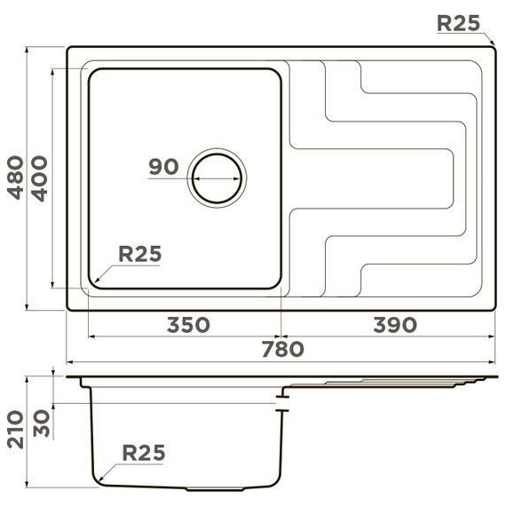 Мойка кухонная Omoikiri Mizu 78-IN (4973730) 0,9 мм, Цвет производителя: нержавеющая сталь - 6 Мойка кухонная Omoikiri Mizu 78-IN (4973730) 0,9 мм, Цвет производителя: нержавеющая сталь фото 6
