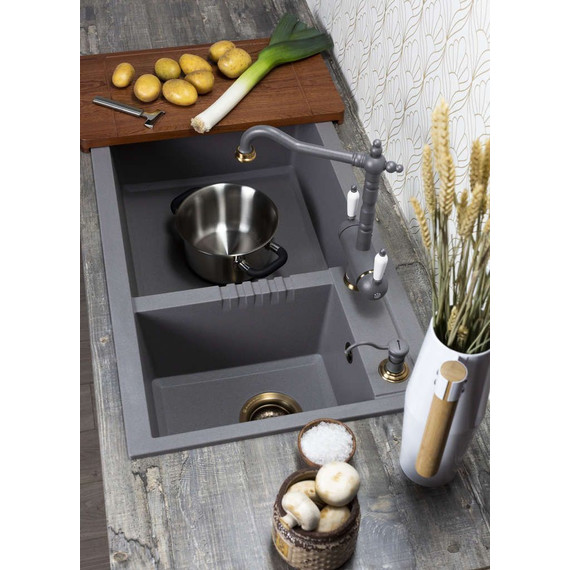 Кухонная мойка Omoikiri Tedori 86-2-LB GR 4993573, leningrad grey, Цвет производителя: Leningrad Grey фото 2