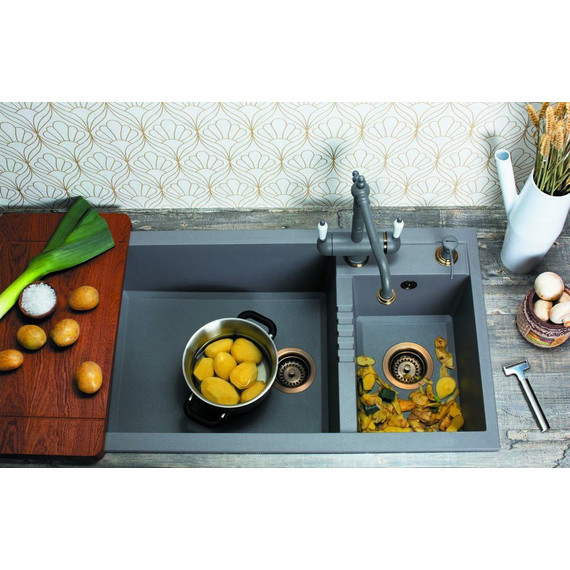 Кухонная мойка Omoikiri Tedori 86-2-LB GR 4993573, leningrad grey, Цвет производителя: Leningrad Grey фото 3