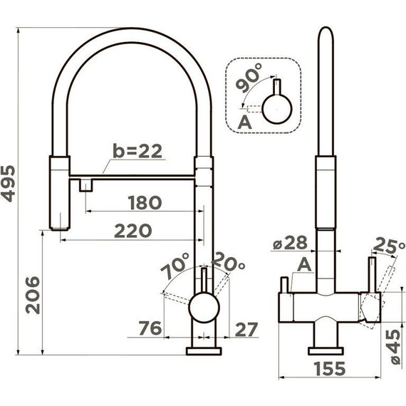 Смеситель для кухни Omoikiri Kanto-GB 4994356, графит - 3 Смеситель для кухни Omoikiri Kanto-GB 4994356, графит фото 3