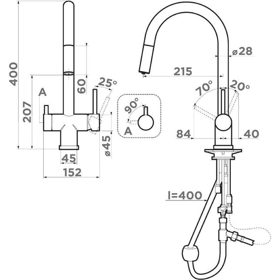 Смеситель для кухни Omoikiri Akita-S-GB 4994359, графит - 3 Смеситель для кухни Omoikiri Akita-S-GB 4994359, графит фото 3