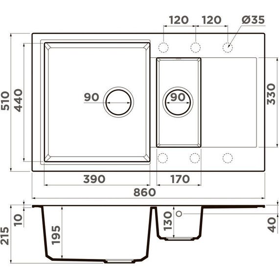 Кухонная мойка Omoikiri Daisen 86-2-GR 4993475, leningrad grey, Цвет производителя: Leningrad Grey фото 2