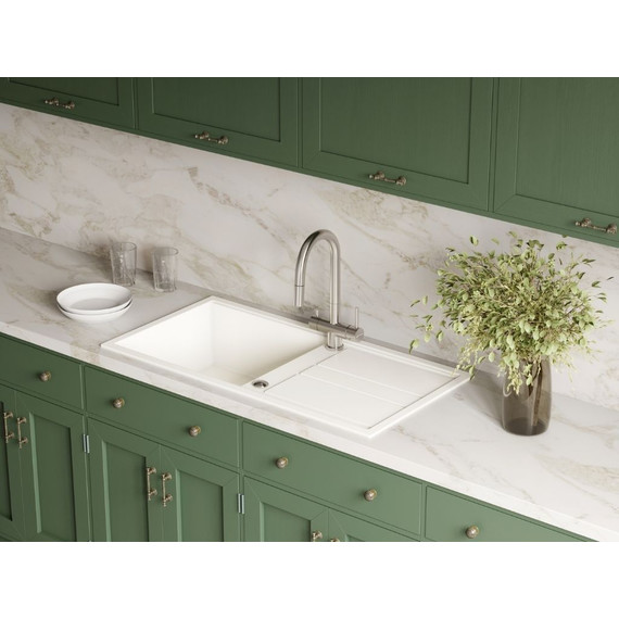 Кухонная мойка Omoikiri Kitagawa 100-WH 4993787, белый, Цвет производителя: белый - 3 Кухонная мойка Omoikiri Kitagawa 100-WH 4993787, белый, Цвет производителя: белый фото 3