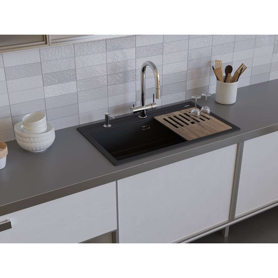 Кухонная мойка Omoikiri Kitagawa 86-LB-GB 4993794, графит, Цвет производителя: графит - 2 Кухонная мойка Omoikiri Kitagawa 86-LB-GB 4993794, графит, Цвет производителя: графит фото 2