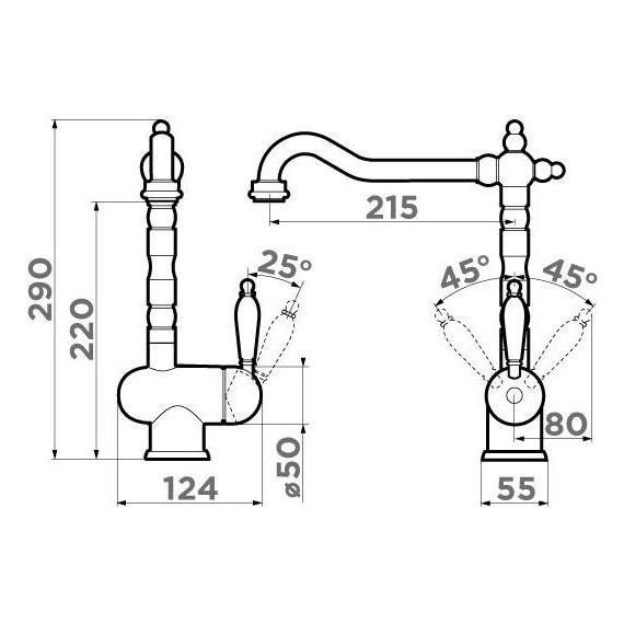 Смеситель для кухни Omoikiri Kyoto-SI 4994297, античное серебро фото 3