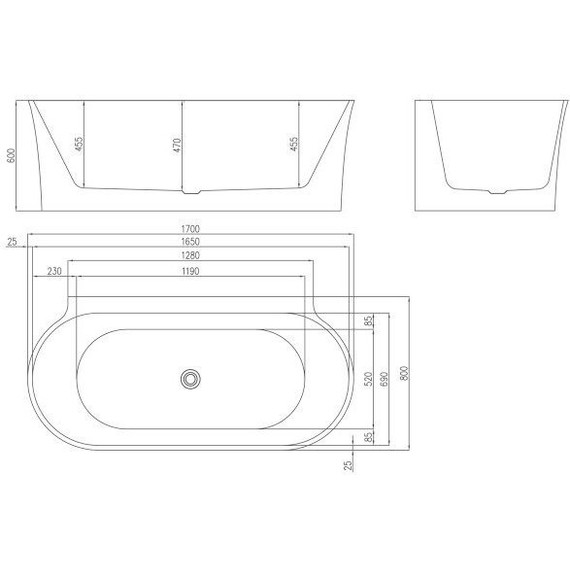 Ванна акриловая BelBagno BB409-1700-800-W/NM 170х80 см, чёрный/белый фото 4