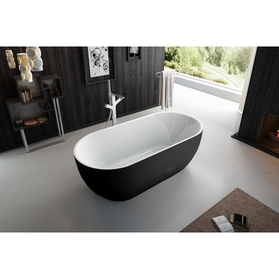 Ванна отдельностоящая BelBagno BB70-1700-800-W/NM 170х80 см, чёрный/белый фото 