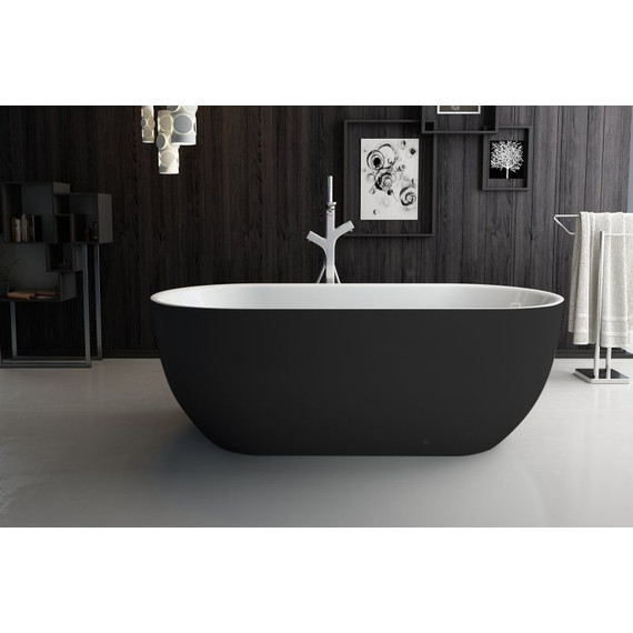 Ванна отдельностоящая BelBagno BB70-1500-800-W/NM 150х80 см, чёрный/белый фото 4