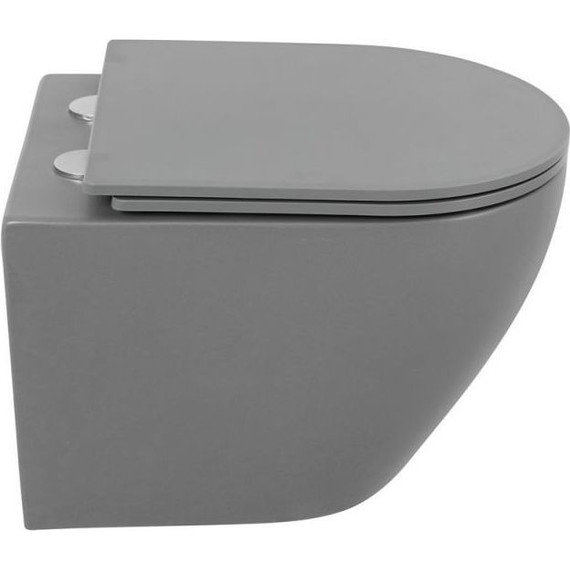 Унитаз подвесной безободковый BelBagno Colorato BB062CHR-GR, серый матовый, Цвет производителя: серый матовый - 3 Унитаз подвесной безободковый BelBagno Colorato BB062CHR-GR, серый матовый, Цвет производителя: серый матовый фото 3