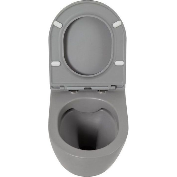 Унитаз подвесной безободковый BelBagno Colorato BB062CHR-GR, серый матовый, Цвет производителя: серый матовый - 5 Унитаз подвесной безободковый BelBagno Colorato BB062CHR-GR, серый матовый, Цвет производителя: серый матовый фото 5