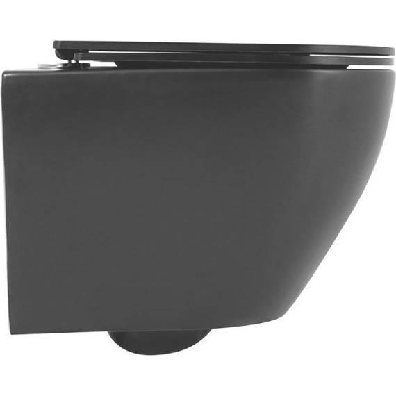 Унитаз подвесной безободковый BelBagno Colorato BB062CHR-MB, чёрный матовый, Цвет производителя: чёрный матовый - 3 Унитаз подвесной безободковый BelBagno Colorato BB062CHR-MB, чёрный матовый, Цвет производителя: чёрный матовый фото 3