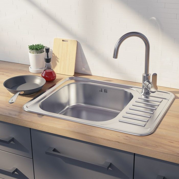 Кухонная мойка Iddis Basic BAS65SLi77 0,6 мм, сатин R фото 2