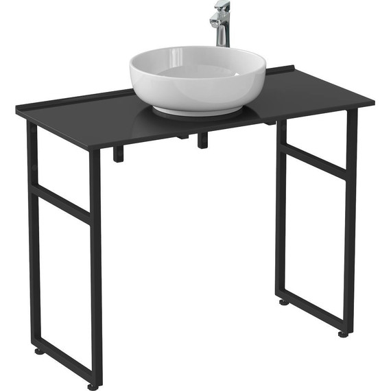 Столешница Bas 80 см, чёрный глянцевый фото 2