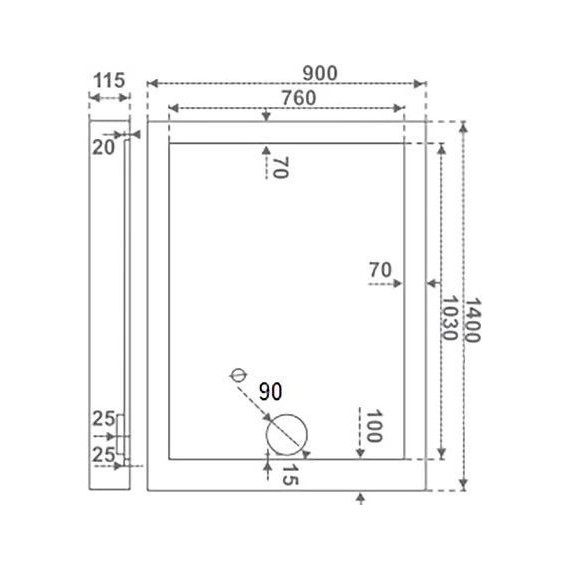 Акриловый поддон Bas Олимпик 140x90 см фото 3