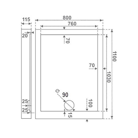 Акриловый поддон Bas Олимпик 110x80 см фото 3