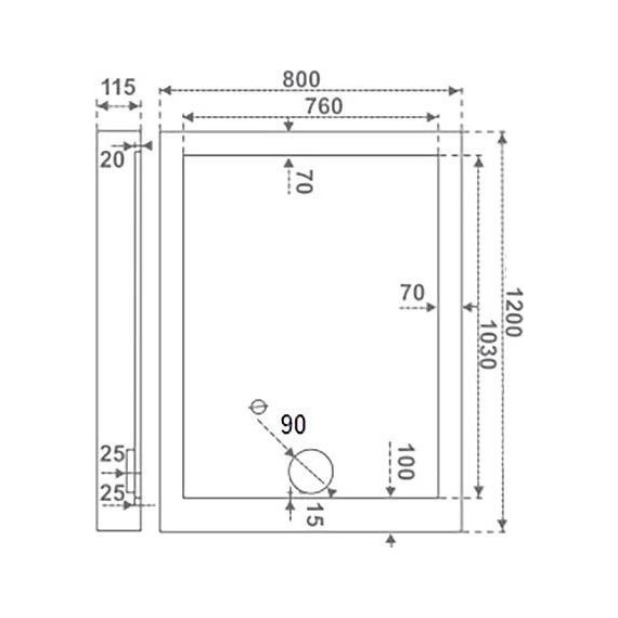 Акриловый поддон Bas Олимпик 120x80 см - 3 Акриловый поддон Bas Олимпик 120x80 см фото 3