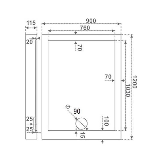 Акриловый поддон Bas Олимпик 120x90 см - 3 Акриловый поддон Bas Олимпик 120x90 см фото 3