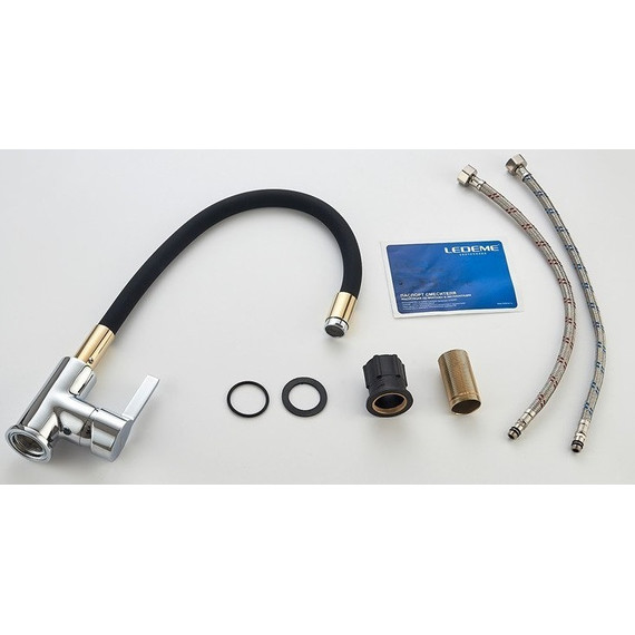 Смеситель для кухни Ledeme L4898-10, черный/хром фото 5