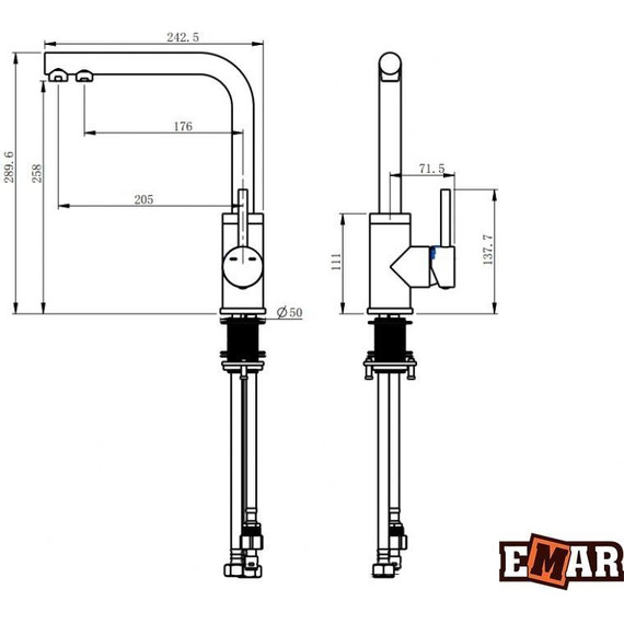 Смеситель для кухни Emar ЕСВ 7015, чёрный, Цвет производителя: чёрный фото 4