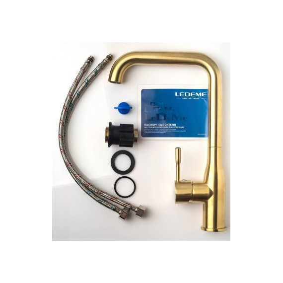 Смеситель для кухни Ledeme L4698Y, золотой сатин - 4 Смеситель для кухни Ledeme L4698Y, золотой сатин фото 4
