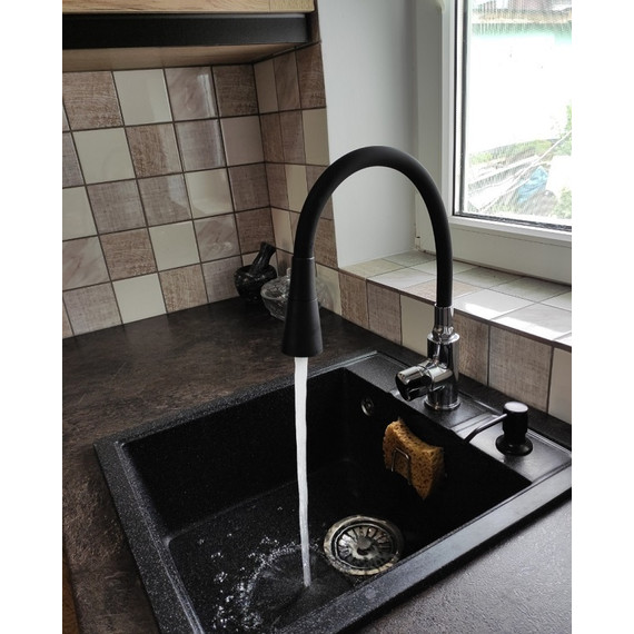 Смеситель для кухни Ledeme L74199-2, черный/сатин фото 2