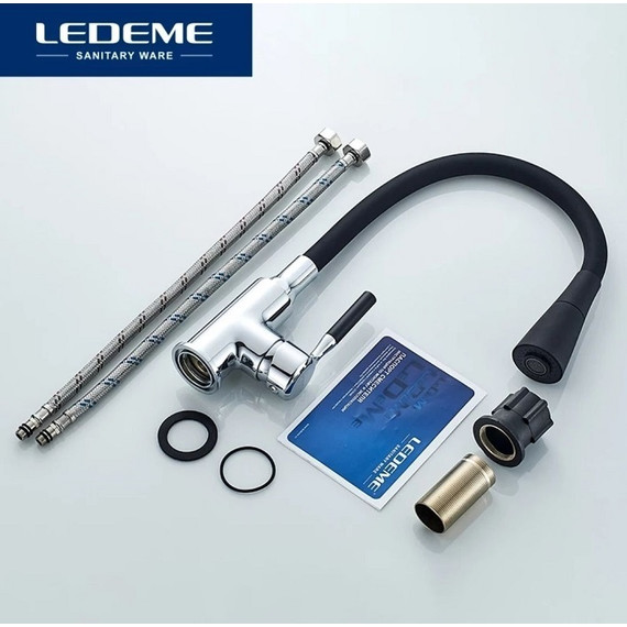 Смеситель для кухни Ledeme L74199-2, черный/сатин фото 5