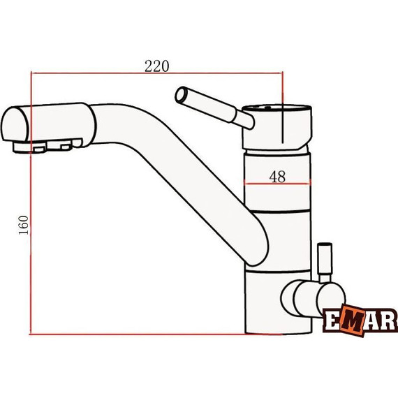 Смеситель для кухни Emar EC-3008, оникс, Цвет производителя: оникс фото 2