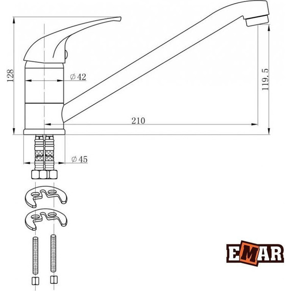 Смеситель для кухни Emar EC-3009, агат, Цвет производителя: агат - 2 Смеситель для кухни Emar EC-3009, агат, Цвет производителя: агат фото 2