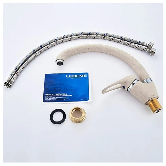 Смеситель для кухни Ledeme L5913K, бежевый фото 7