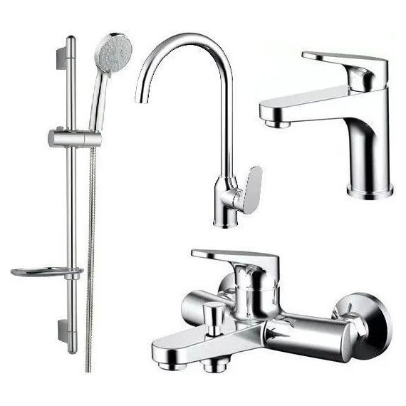 Набор смесителей 4 в 1 для ванны Bravat Eler фото 