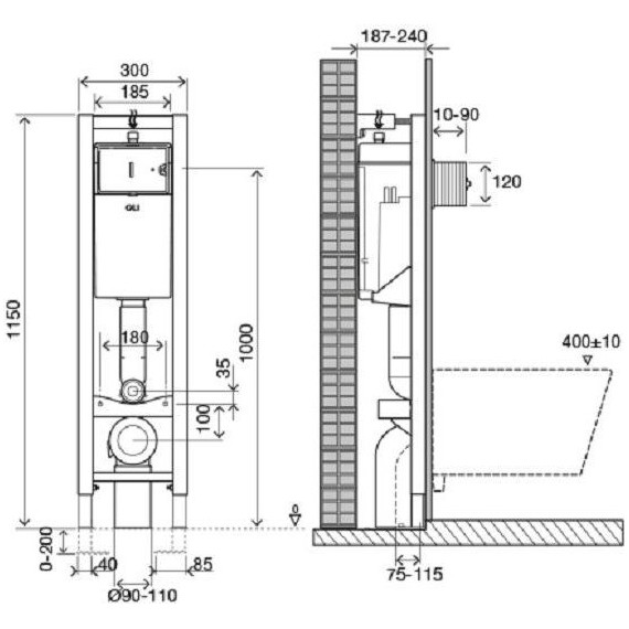 Инсталляция для унитаза Oli Quadra Sanitarblock (механическая) 280490m фото 3
