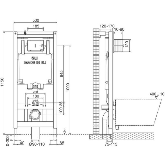 Инсталляция для унитаза Oli 80 (пневматическая) 300573p фото 3