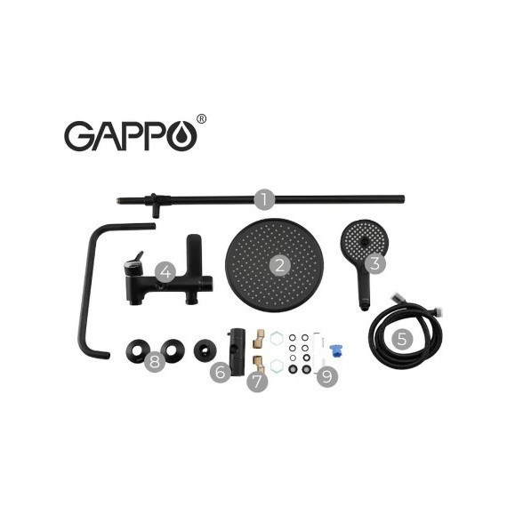 Душевая стойка Gappo G2403-6, черный/хром - 6 Душевая стойка Gappo G2403-6, черный/хром фото 6