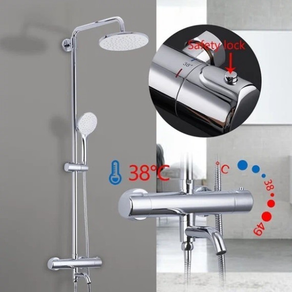 Душевая стойка с термостатом Gappo G2490, Цвет производителя: хром - 4 Душевая стойка с термостатом Gappo G2490, Цвет производителя: хром фото 4