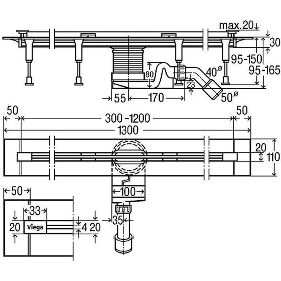 Трап Viega Advantix Vario 704360, обрезной в комплекте с глянцевой дизайн-вставкой, размером 300-1200 мм - 14 Трап Viega Advantix Vario 704360, обрезной в комплекте с глянцевой дизайн-вставкой, размером 300-1200 мм фото 14
