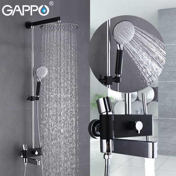 Душевая стойка Gappo Atalantic G2481, черный/хром - 2 Душевая стойка Gappo Atalantic G2481, черный/хром фото 2