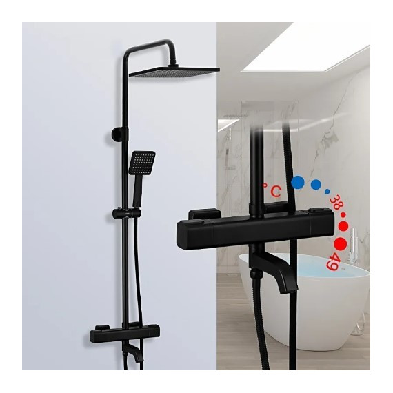 Душевая стойка с термостатом Gappo G2491-6, черный, Цвет производителя: чёрный - 2 Душевая стойка с термостатом Gappo G2491-6, черный, Цвет производителя: чёрный фото 2