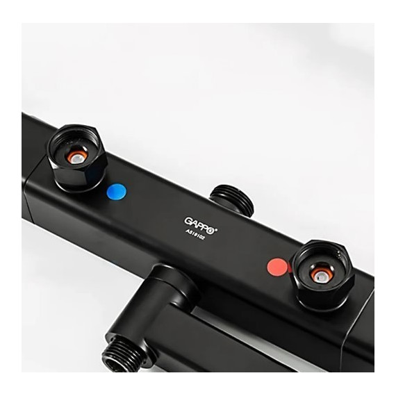 Душевая стойка с термостатом Gappo G2491-6, черный, Цвет производителя: чёрный - 7 Душевая стойка с термостатом Gappo G2491-6, черный, Цвет производителя: чёрный фото 7