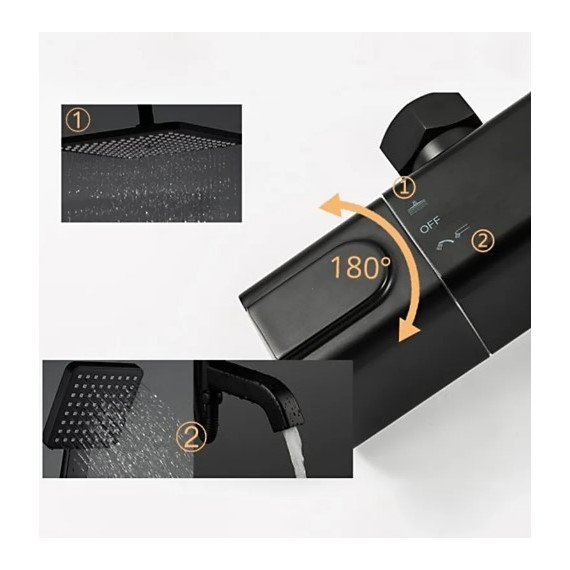 Душевая стойка с термостатом Gappo G2491-6, черный, Цвет производителя: чёрный - 9 Душевая стойка с термостатом Gappo G2491-6, черный, Цвет производителя: чёрный фото 9