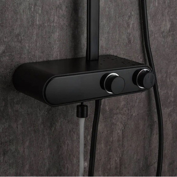 Душевая стойка с термостатом Gappo G2495-2, черный, Цвет производителя: чёрный фото 3