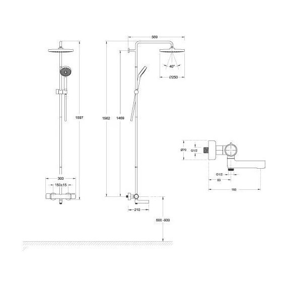 Душевая стойка с термостатом Jacob Delafon Atom E26237-CP фото 6