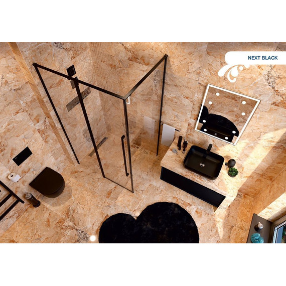 Душевое ограждение Mirsant Next black 90x90 см, чёрный/прозрачное фото 2